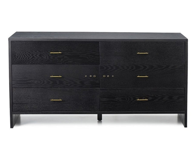 59" Grey Ash Manufactured Wood Six Drawer Double Dresser