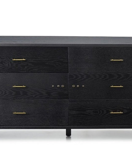 59" Grey Ash Manufactured Wood Six Drawer Double Dresser