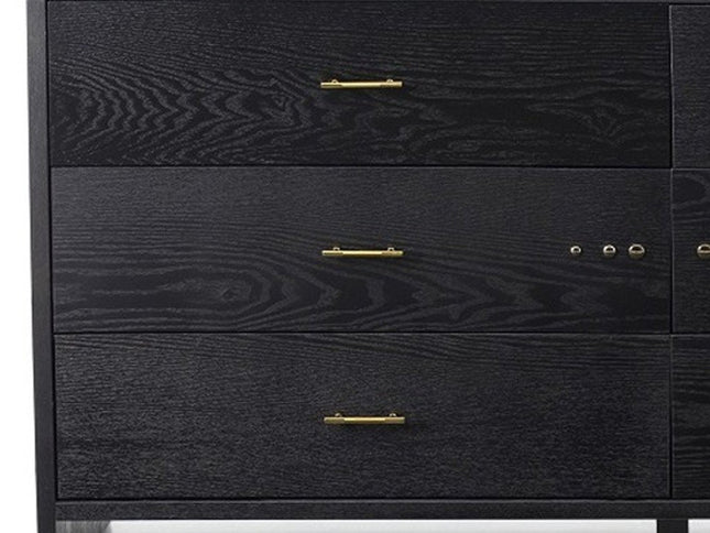 59" Grey Ash Manufactured Wood Six Drawer Double Dresser