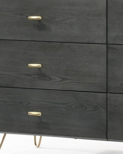 51" Grey Manufactured Wood Six Drawer Double Dresser