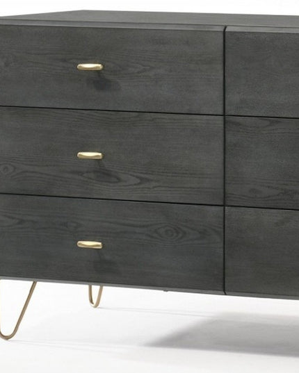 51" Grey Manufactured Wood Six Drawer Double Dresser