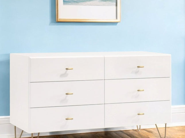 30" White Manufactured Wood Five Drawer Chest