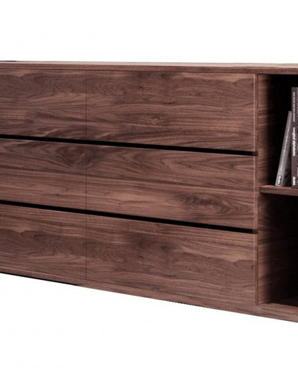 63" Walnut Solid Wood Six Drawer Double Dresser