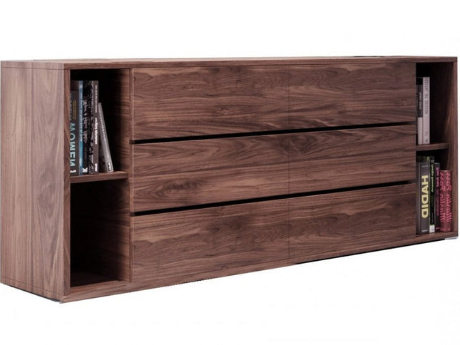 63" Walnut Solid Wood Six Drawer Double Dresser