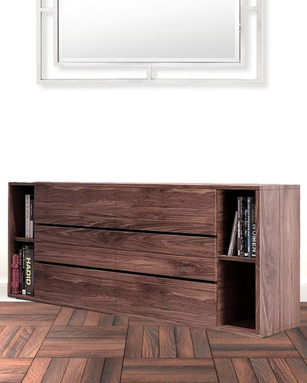 63" Walnut Solid Wood Six Drawer Double Dresser