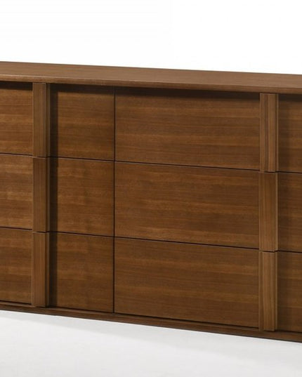 36" Walnut Brown Wood Contemporary Five Drawer Dresser