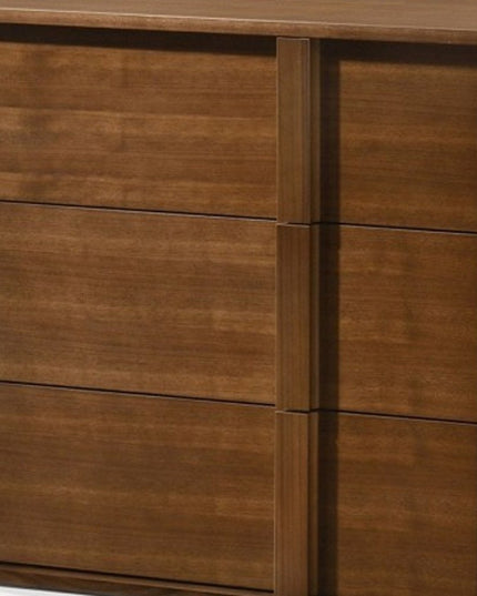 36" Walnut Brown Wood Contemporary Five Drawer Dresser