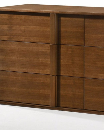 36" Walnut Brown Wood Contemporary Five Drawer Dresser