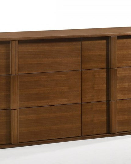 36" Walnut Brown Wood Contemporary Five Drawer Dresser