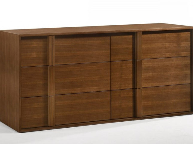 65" Walnut Solid Wood Six Drawer Double Dresser