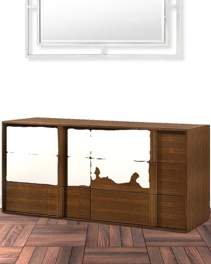 36" Walnut Brown Wood Contemporary Five Drawer Dresser