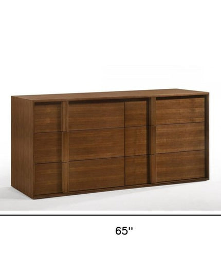 36" Walnut Brown Wood Contemporary Five Drawer Dresser