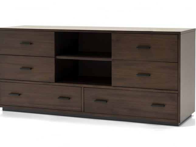63" Walnut Six Drawer Double Dresser