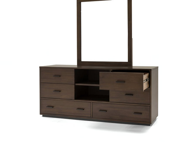 63" Walnut Six Drawer Double Dresser