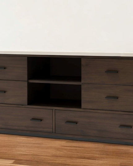 63" Walnut Six Drawer Double Dresser