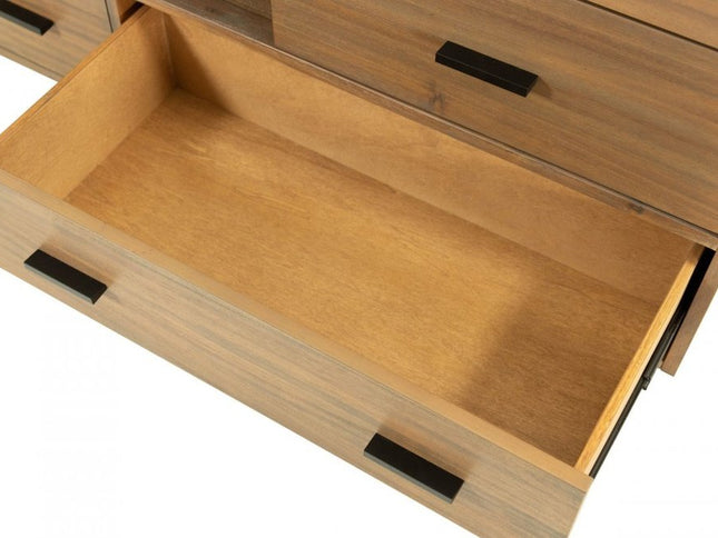 63" Walnut Six Drawer Combo Dresser