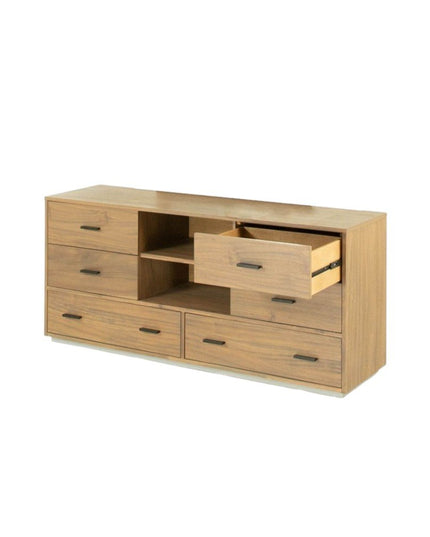 63" Walnut Six Drawer Combo Dresser