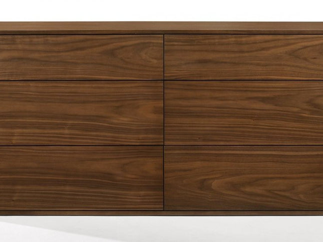 59" Walnut Solid Wood Six Drawer Double Dresser