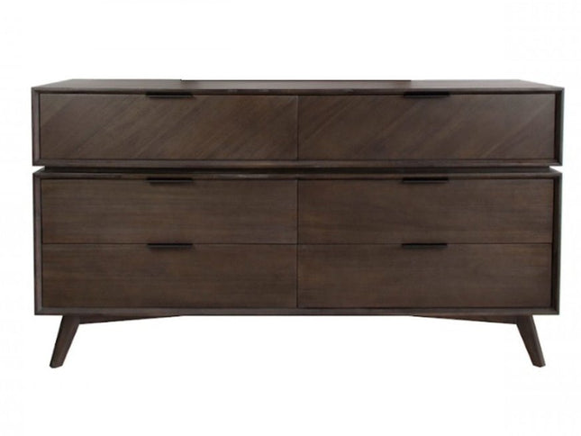 65" Acacia Solid Wood Six Drawer Double Dresser