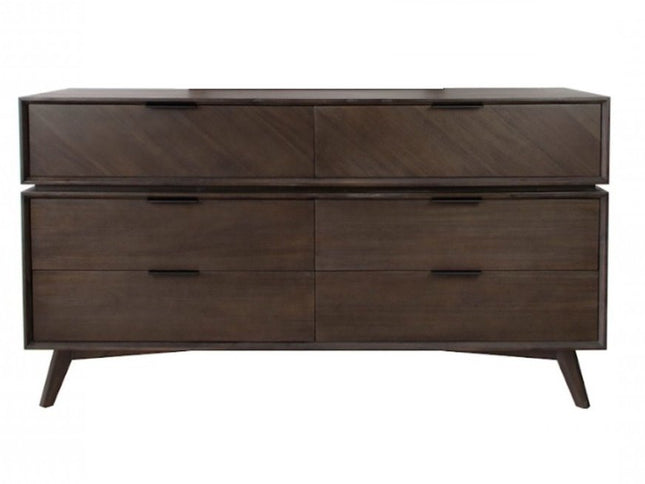65" Acacia Solid Wood Six Drawer Double Dresser