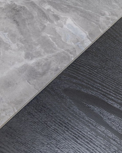 63" Grey Faux Marble and Black Wood Six Drawer Double Dresser