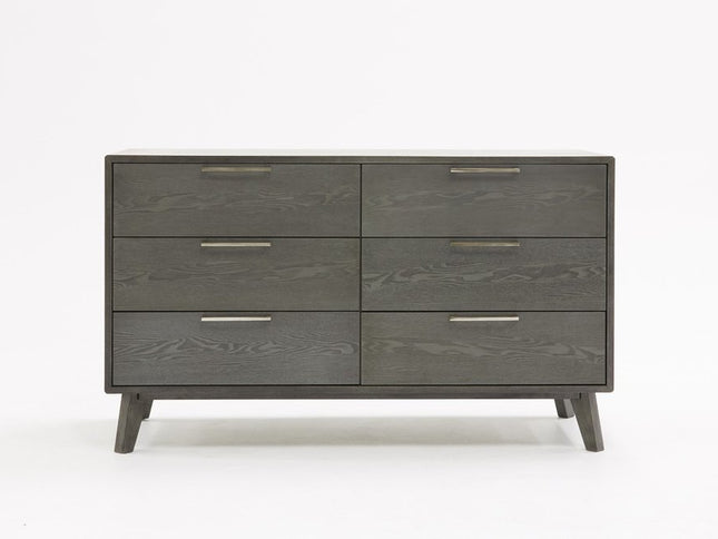 51" Grey Wash Solid Wood Six Drawer Double Dresser