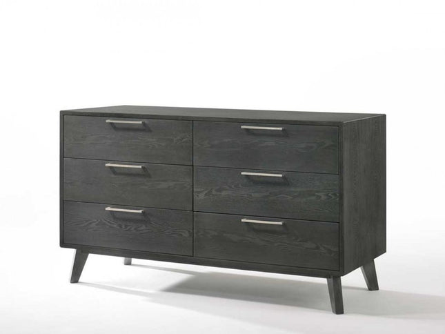 30" Grey Wash Solid Wood Five Drawer Chest