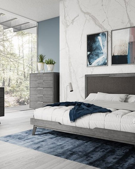 30" Grey Wash Solid Wood Five Drawer Chest