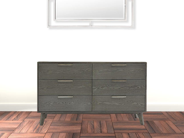 30" Grey Wash Solid Wood Five Drawer Chest