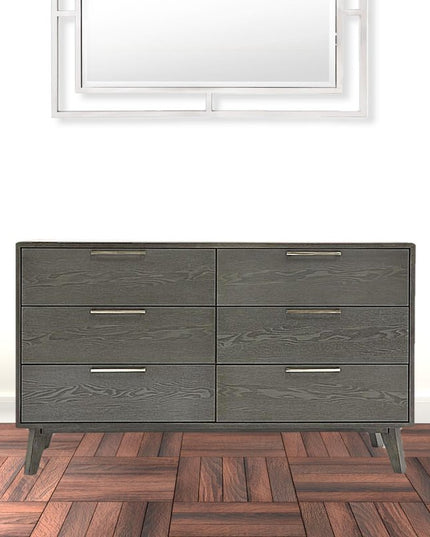30" Grey Wash Solid Wood Five Drawer Chest