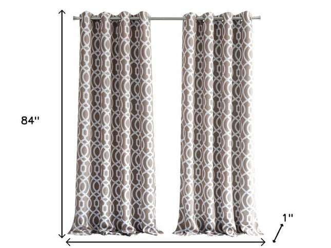84" Taupe Trellis Black Out Window Curtain Panel