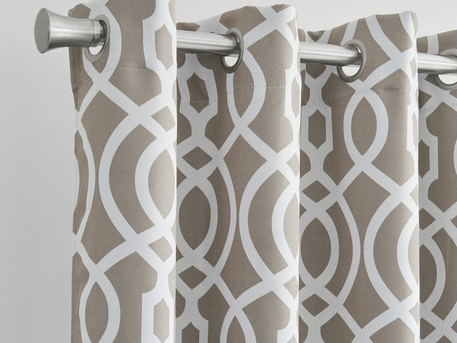 84" Taupe Trellis Black Out Window Curtain Panel