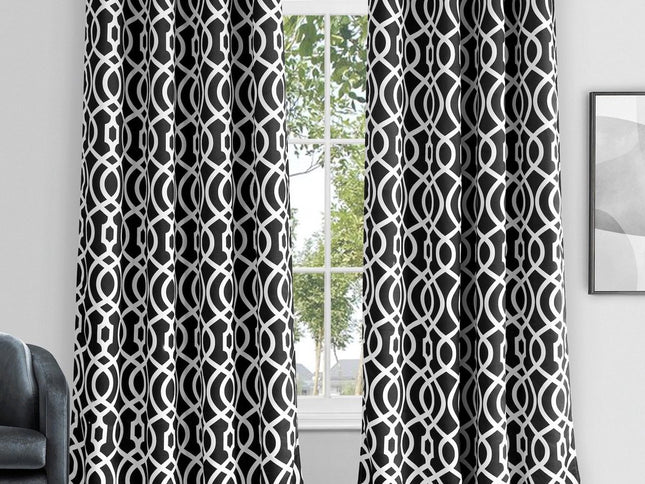 84" Jet Black Trellis Black Out Window Curtain Panel