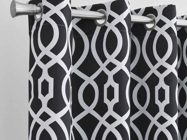 84" Jet Black Trellis Black Out Window Curtain Panel