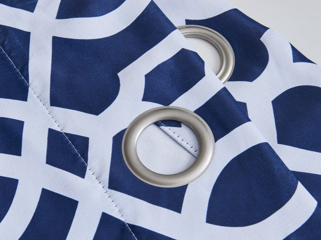 84" Navy Blue Trellis Black Out Window Curtain Panel