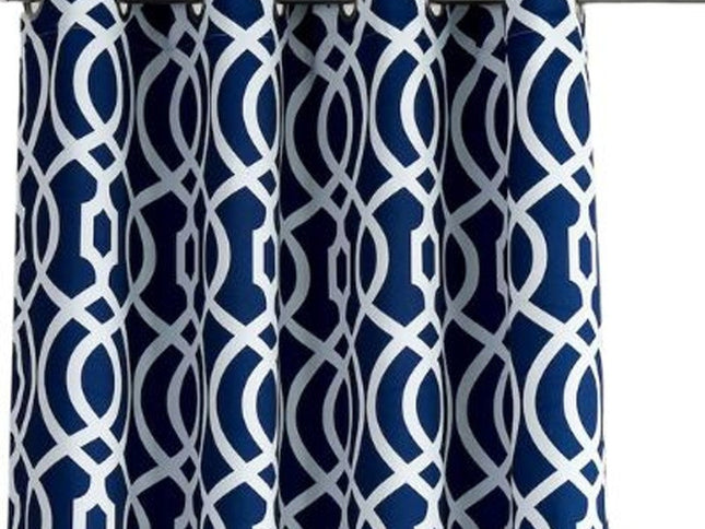84" Navy Blue Trellis Black Out Window Curtain Panel