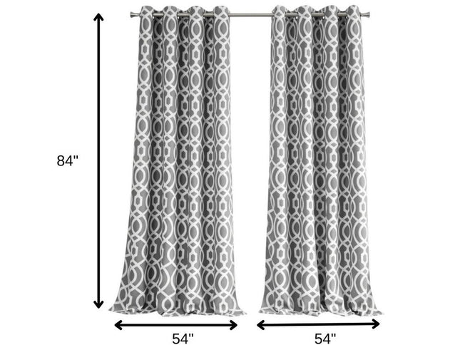 84" Gray Trellis Black Out Window Curtain Panel