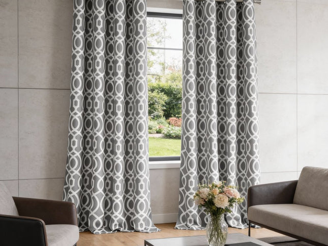 84" Gray Trellis Black Out Window Curtain Panel