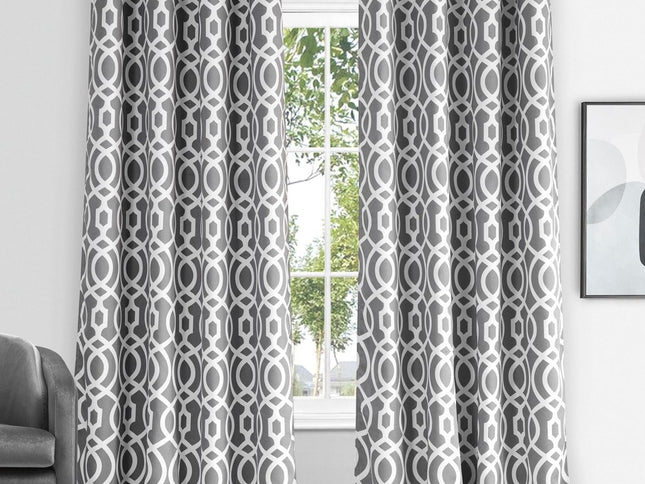 84" Gray Trellis Black Out Window Curtain Panel