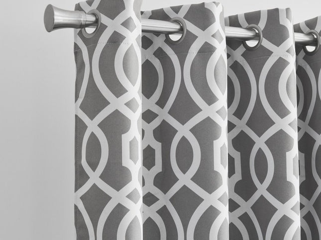 84" Gray Trellis Black Out Window Curtain Panel