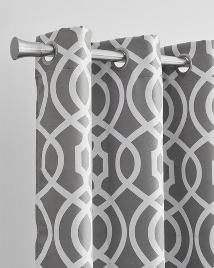 84" Gray Trellis Black Out Window Curtain Panel