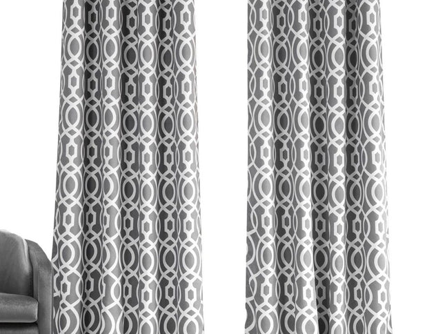 84" Gray Trellis Black Out Window Curtain Panel