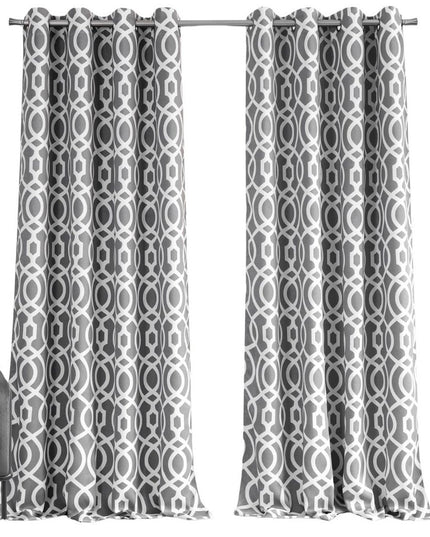84" Gray Trellis Black Out Window Curtain Panel