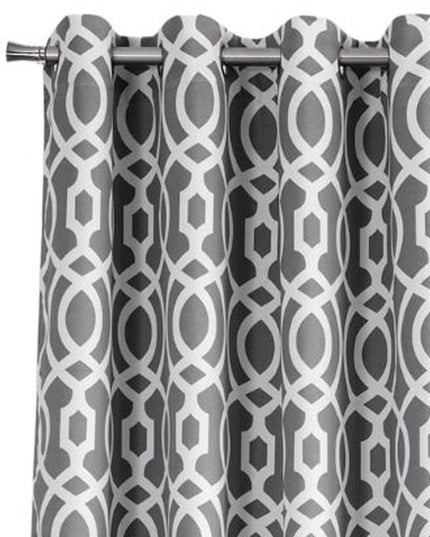 84" Gray Trellis Black Out Window Curtain Panel