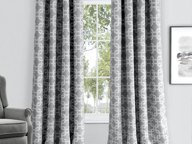 84” Silver Interlock Pattern Window Curtain Panel