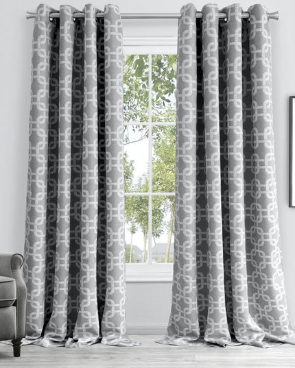 84” Silver Interlock Pattern Window Curtain Panel