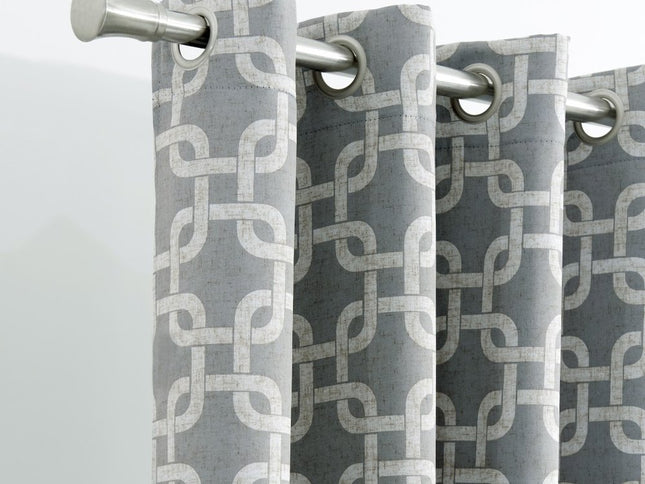 84” Silver Interlock Pattern Window Curtain Panel