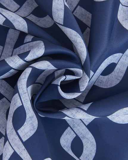 84” Navy Interlock Pattern Window Curtain Panel