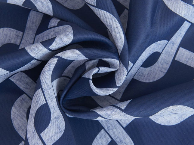 84” Navy Interlock Pattern Window Curtain Panel