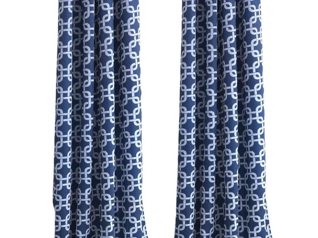 84” Navy Interlock Pattern Window Curtain Panel